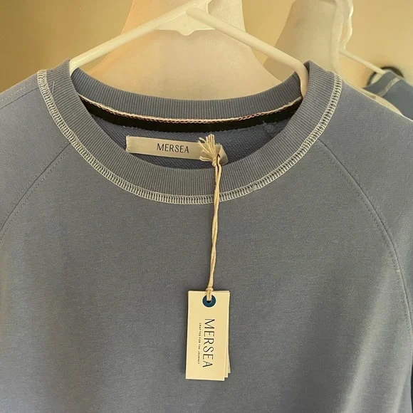 NWT Mersea Frenchie Tie Side Crewneck. SIZE Small. In Periwinkle - Picture 5 of 7